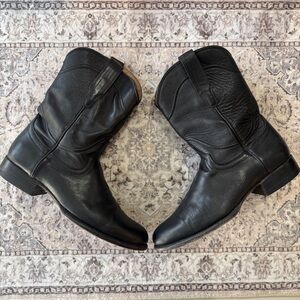 Tecovas The Earl Midnight Black Cowboy boots Leather Roper Boot Men Sz US 10.5D